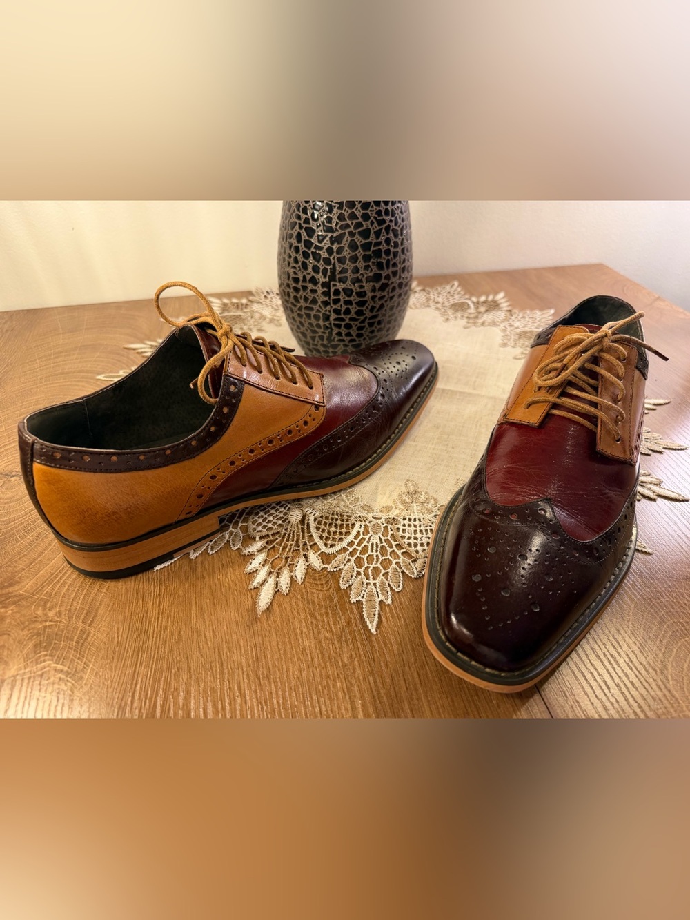 Men’s Stacy Adams 3 Color Leather Wingtips Laces in Great Condition Size 9.5 M
